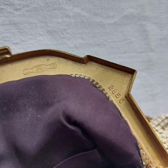 Whiting & Davis 1940s Ivory Rhinestone Vintage Bag - Picture 5 of 7